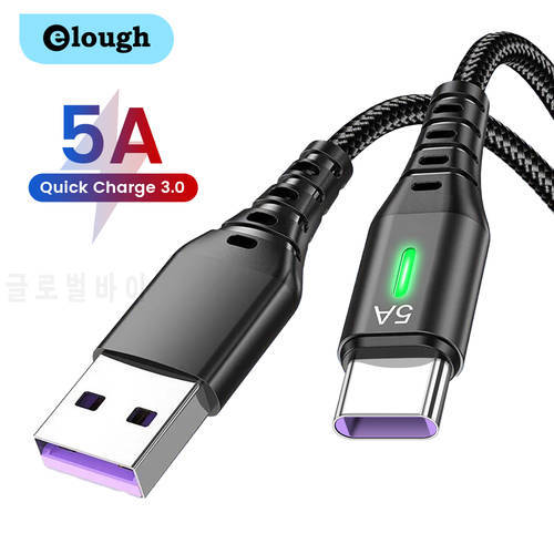 USB Type C Cable 5A Quick Charge 4.0 3.0 USB-C Type-C Cable For Xiaomi POCO Huawei P30 Samsung S21 Fast Phone Charging Data Cord
