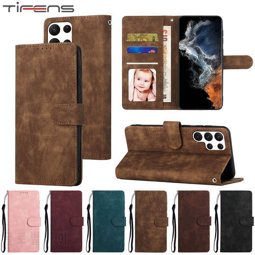 Card Slot Leather Case For Samsung Galaxy S22 S21 S20 Ultra S10 E S9 S8 S7 Edge Plus Flip Wallet Magnetic Phone Bag Cover Coque