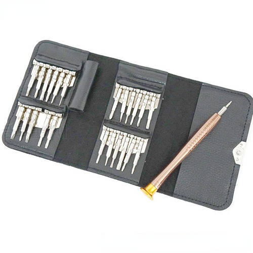 25 in 1 Leather Case Manual Screwdriver Bit Hand Tools Screwdriver Repair Tools Kit Mobile Phone Disassembly Tools Set