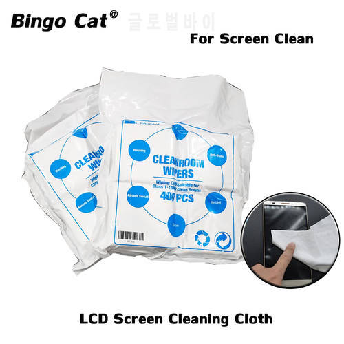 400pcs LCD Screen Cleaning Cloth Dust-free film Wiping Clean Cloth 10cm*10cm for Mobile Phone Dispaly Screen Repair Tools Kit