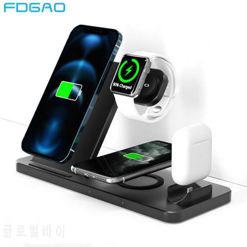 FDGAO 4 In 1 Wireless Charger Stand Dock For iPhone 14 13 12 Pro Max 11 XS 8 Apple iWatch 7 6 SE Airpods 3 Fast Charging Station