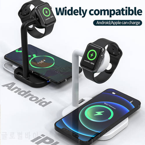2 In 1 15W Qi Wireless Charger Fold Stand Pad Fast Charging for iPhone 13 12 11 XR 8 iWatch 7 6 SE Samsung S21 S20 Qucik Charge