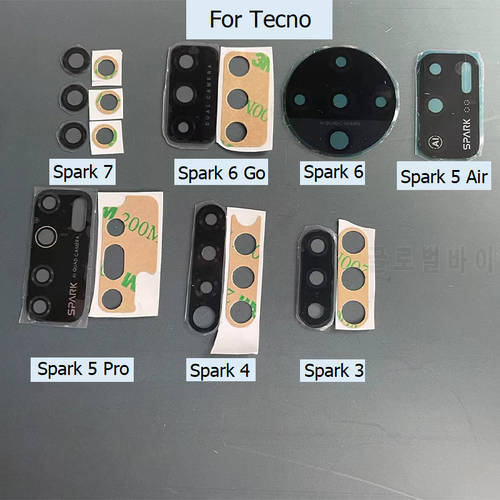 New Back Camera Glass Lens For Tecno Spark 7 6 5 4 3 8C Go Air Pro With Glue Sticker Rear Camera Lens Repair Parts