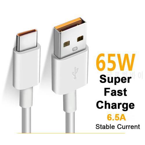 65W 6A USB Type C Cable Super 25W 33W Charger Data Fast Charging For Samsung S22 S21 NOTE 20 11 Xiaomi 11 10 Pro OPPO R17 Huawei