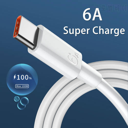 6A Usb Type C Cable Super Fast Charge 66w USB C Cable 20cm,200cm,300cm For Huawei P30 P40 Xiaomi 11 Tablets Mobile Phone Cables