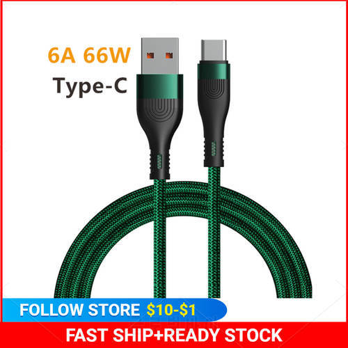 6A USB 66W Type C Cable Fast Charging Mobile Phone Charger Cable Data Cord Transmission For Iphone Huawei Mate40 Samsung Xiaomi