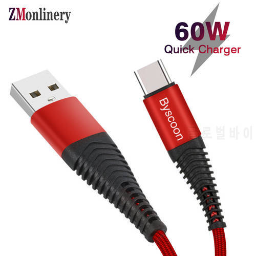 ZMonlinery USB C Cable 3A Fast Charge PD 60W QC4.0 3.0 Quick Charging Type C Cable For Xiaomi Mi 12 11 Ultra Lite 11T 9 Macbook