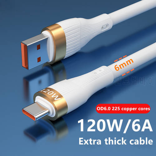 GTWIN 120W Extra Thick 6A USB Type C Cable For Huawei P30 P40 Pro Xiaomi POCO 66W Fast Charging Wire USB-C Charger Data Cord