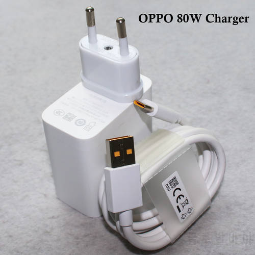 80W USB Charger OPPO Find X5 Pro Fast Charging QC3.0 Power Adapter Super VOOC Type C Cable For Oppo Find X3 X2 Reno ACE A72 A53