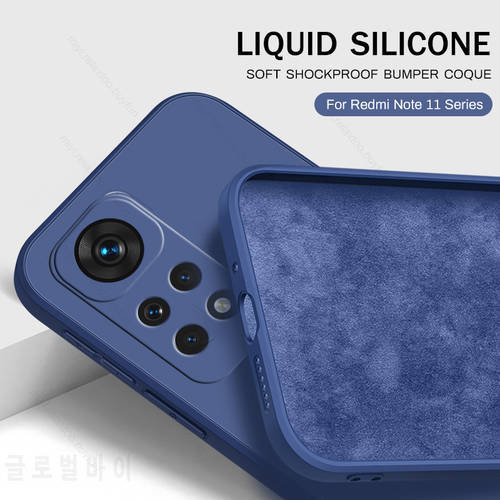 Shockproof Coque For Redmi Note 11 Case Liquid Silicone Soft Cover On Xiomi Redmy Note11 Note 11 Pro S 11S 5G 4G Protect Fundas