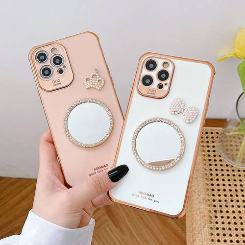 Gifts for girls Luxury electroplating phone case for iphone 12 11 Pro MAX XS XR X SE 7 8 plus 12Mini Cover With Makeup Mirror