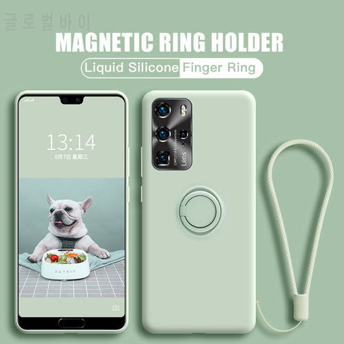 Magnetic Ring Holder Stand Case For Samsung Galaxy S21 Ultra S 21 Plus Note 20 S20 FE S10 A51 A71 A50 Liquid Silicone Soft Cover