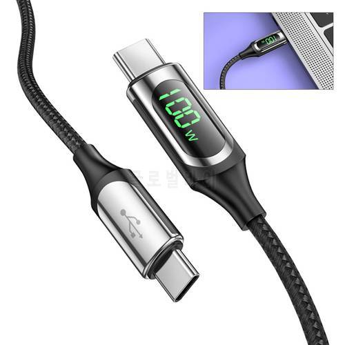 Type-c Double-head PD 100w Fast Charging Cable 5A Super Fast Charging Data Cable Digital Display for Mobile Phones 95AF
