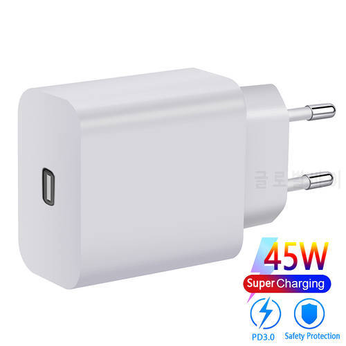 PD 45W USB Type C Charger For iPhone 12 Pro Max Xiaomi Quick Charge 3.0 QC USB-C Fast Charging Travel Wall Charger for Samsung