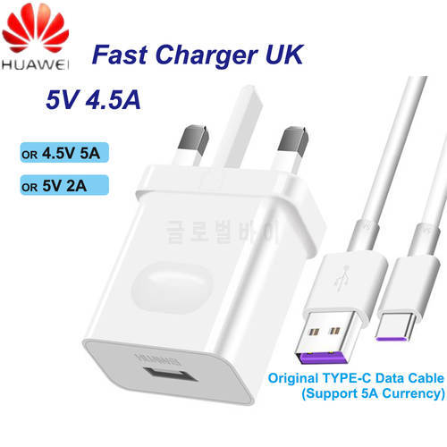 For HUAWEI Supercharge UK For P10 Pro P10Plus Fast Charger Quick Travel Wall Adapter 5V/4.5A 4.5V/5A 5V/2A Type-C 3.0 USB Cable