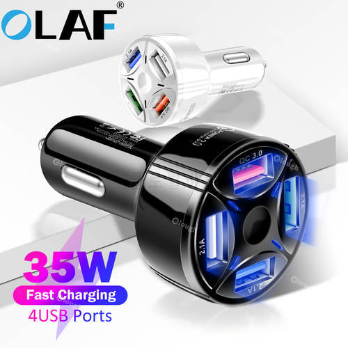 Olaf 4 Ports USB Car Charger 7A Fast Charging Car Charger For iPhone 13 12 11 Xiaomi Huawei Phone Universal Car USB Charger
