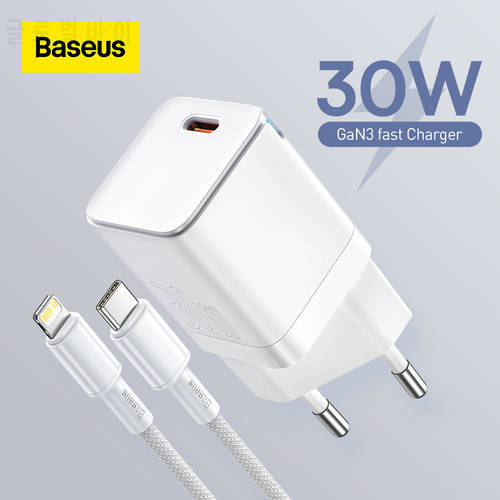 Baseus GaN3 Phone Charger PD 30W Quick Charge USB C Charger Support PD3.0 QC3.0 Fast Charging For iPhone 13 12 X Pro Max Tablets