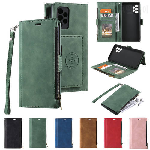 Zipper Wallet Card Phone Case For Samsung Galaxy A72 A52 A42 A32 A22 A12 A21S A51 A71 A50 A70 A40 Magnetic Leather Cover Coque