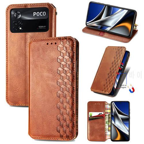 Poco M5s M5 M4 X 3 Pro X4 GT Leather Wallet Magnetic Cover for Xiaomi Poco X4 Pro Flip Case Poco X4 NFC F3 F2 M3 Pro F4 X3 C 40