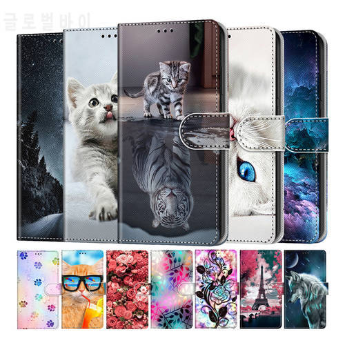 Cute Cat Tiger Painted Card Slot Wallet Flip Case For OPPO A72 A53 A54 A74 A94 A95 4G 5G A57 A77 Book Cover Phone Bags Etui Capa