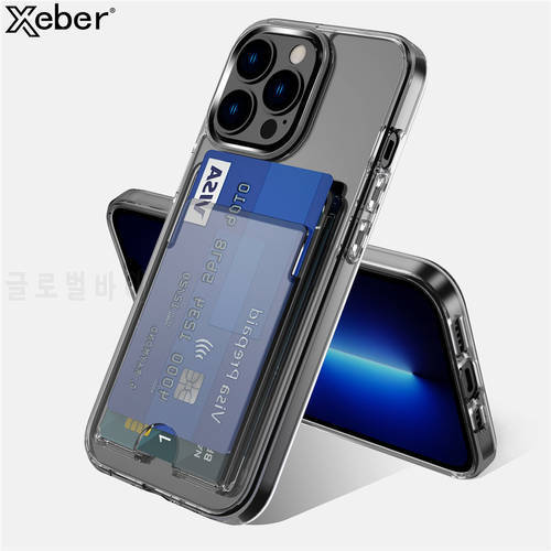 For iPhone 13 13Pro Max Luxury Transparent Wallet Card Holder Phone Case For iPhone 14 11 12 Pro Max Shockproof Clear Bag Cover