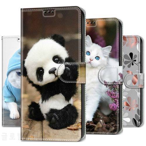 Cute Ultra Thin Painted Book Case For Samsung Galaxy S22 S21 Ultra S20 FE S10 Plus S8 Cat Panda Man Lady Protect Phone Capa D08G