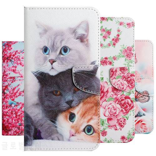 Cat Flower Fashion Flip Phone Case For Wallet OPPO Realme 8 5i 5S 5 Reno 6 Pro 5Z 5F 4F 4 Lite A93 4G 5G Leather Back Cover D20F