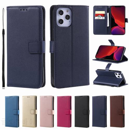 Simple Solid Color Case Leather Phone Cover For Etui iPhone 13 12 Mini 11 Pro Max 7 8 Plus SE 2020 Card Slot Protect Coque D21E