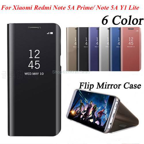 Luxury Flip Leather Smart Case For Xiaomi Redmi Note 5A Clear View Standing Mirror Case for Xiaomi Redmi Note 5A Prime Pro Cover