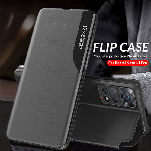 For Xiaomi Redmi Note 11 Pro Case Leather Smart Window Flip Phone Cover Redme Note11 11S 11Pro Plus 5G Magnetic Stand Book Coque