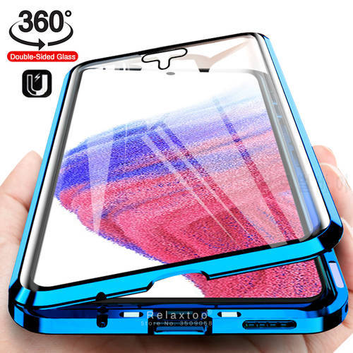 For Samsung Galaxy A53 Case 360° Double-Sided Tempered Glass Matel Frame Magnetic Flip Sumsung A 53 5G 2022 A536B Protect Fundas