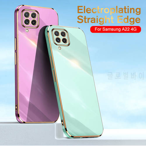 Luxury Plating Square Frame Silicon Case For Samsung A22 A03S A72 A32 A12 A02 S A42 M12 M22 A51 A71 Protection Phone Back Cover
