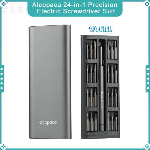 Alcopaca Precision Electrical Screwdriver Kit 24 Screw 1 Type-C Rechargeable Magnetic Aluminum Case Phone Repair Tool Kit