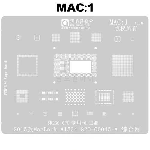 Amaoe BGA Reballing Stencil For Macbook MAC Pro A1534 A1706 A1707 A1932 A1989 A1990 A2159 CD3217 CPU SSD DDR WIFI Power IC Chip