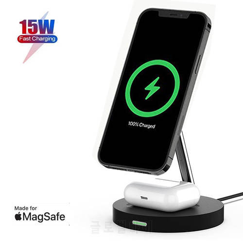3 IN 1 Wireless Charger Stand For Magsafe iPhone 14 13 12 11 Pro Max XS XR 15W Qi Fast Charging Dock for AirPods Pro 2 3 iWatch