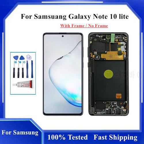 100% Tested Original AMOLED Screen For Samsung Galaxy Note 10 Lite LCD N770F/DS N770F/DSM Display Touch Screen Digitizer Display