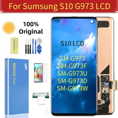 100%Original AMOLED LCD For Samsung Galaxy S10 G973 G973F G973DS LCD Display Touch Screen Digitizer For Samsung S10 Repair Parts