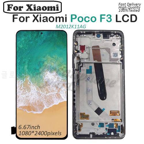 AMOLED For Xiaomi POCO F3 LCD Display With Frame Touch Panel Screen digitizer For Xiaomi POCO F3 M2012K11AG Pantalla