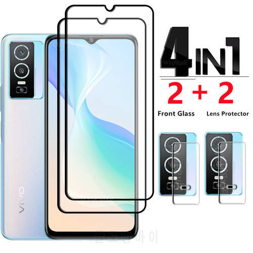 4-in-1 For Vivo Y76 5G Glass For Vivo Y76 5G Tempered Glass 9H HD Full Cover Protective Screen Protector For Vivo Y76 Lens Glass