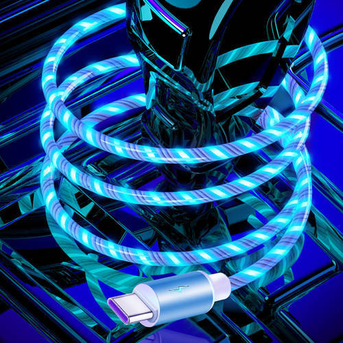 5A USB C Cable Fast Charge Data Line Charger Flowing Light Micro USB Cable For Samsung Type-c Charging Phone Cable