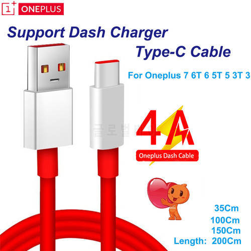 For OnePlus 7 Dash Charger Cable 4A Type-c Cable For OnePlus 6 5T 5 3T 3 Mobile Phone USB3.1 Data Charge 4A Dash Cable 1M1.5M 2M
