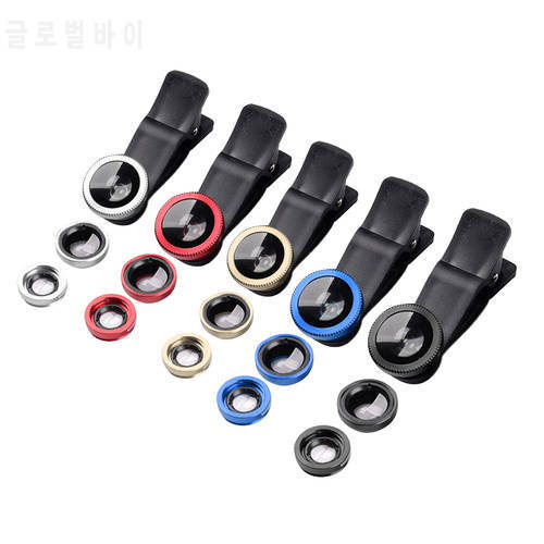 3 in 1 Mobile Phone Lens Clip-on Fish Eye 180 Degree Wide Angle Lens 10X Lens Set for , Professional Accessories