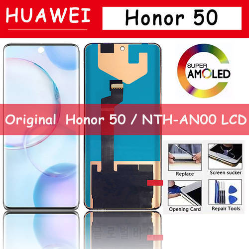 100%New Original For Honor 50 Display LCD Screen With Frame For HUAWEI Honor 50 NTH-NX9 NTH-AN00 LCD Screen Display Touch Panel