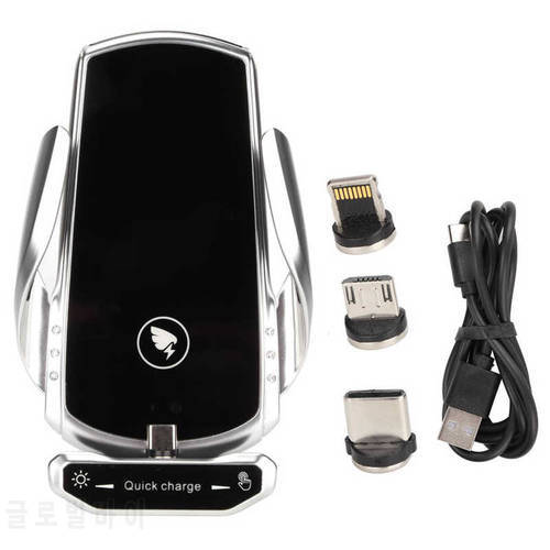 Wireless Car Charger 15W Wireless Fast Charger 360° Rotation with 3 Magnetic Head for QI Smartphone