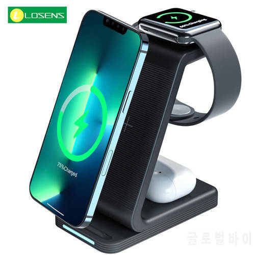 3 in 1 Wireless Charger Stand For iPhone 13 12 11 Pro Max XS XR iWatch 7 6 SE Airpods Pro 15W Qi Fast Charging Dock Station