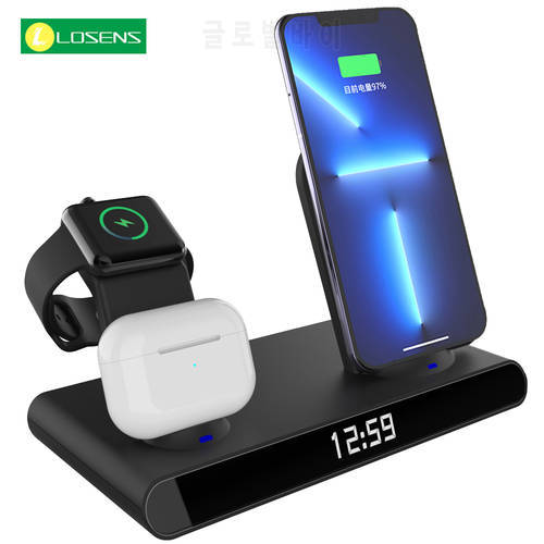 3 in 1 Wireless Charger Stand For iPhone 13 12 Pro Max/Samsung S9 Apple iWatch 7 Airpods Fast Charging Station Induction Charger