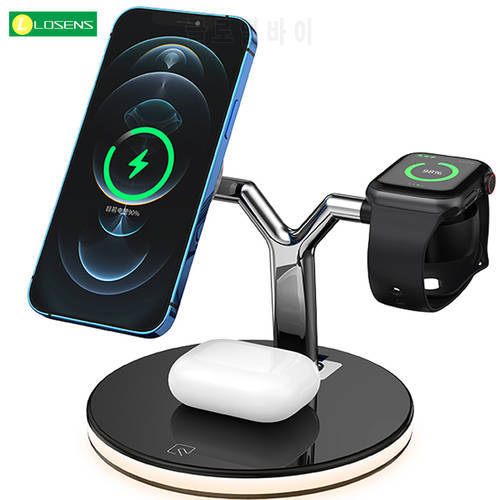 3 in 1 Magnetic Wireless Charger Stand For iPhone 13 12 Pro Max Mini iWatch 7 15W Fast Charging Dock Station Induction Chargers