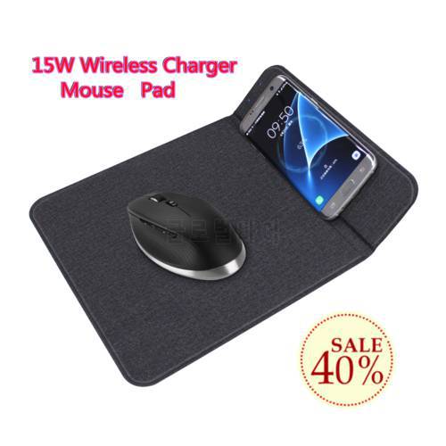 Qi 15W wireless charging mouse pad foldable cloth mobile phone wireless charger for iPhone 13 12 11 pro 8Plu Max Samsung S21 S20