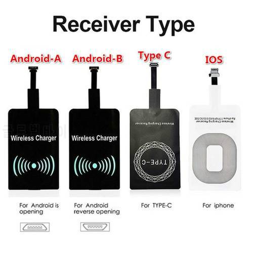 Qi Wireless Charging Receiver Universal Fast Wireless Charger Adapter For Micro USB/Type C/iphone Lightweight Wireless Charging