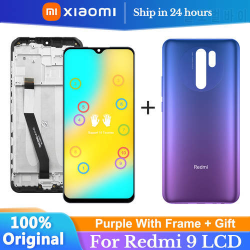 100% Original 6.53&39&39For Xiaomi Redmi 9 LCD M2004J19G, M2004J19C With Frame Display Touch Assembly Replace For Redmi 9 Screen